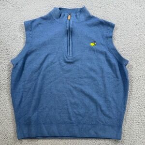 Clubhouse Collection Masters Mens XL Blue Merino Wool Quarter Zip Sweater Vest